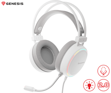 Genesis NEON 613 G2 slušalice, igraće / uredske, 2.0, kontrola glasnoće, kontrolne tipke, Howlite bijela