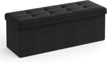 Songmics Tabure za pohranu sklopiva klupa 110x38x38 cm crna
