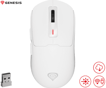 Genesis ZIRCON 660 PRO bežični miš, 6 tipki, punjiva baterija, Plug &amp; Play, Howlite bijela