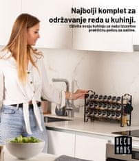 Deco Haus Deco Haus – Metalni stalak od tri razine s – kompletom organizatora za kuhinju, staklom za začine za radnu ploču s 24 staklenke za začine, 48 naljepnice, četkom, lijevkom – crna boja