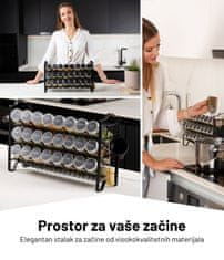 Deco Haus Deco Haus – Metalni stalak od tri razine s – kompletom organizatora za kuhinju, staklom za začine za radnu ploču s 24 staklenke za začine, 48 naljepnice, četkom, lijevkom – crna boja