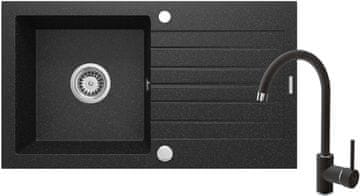 Deante set granitni sudoper i kuhinjska armatura Zorba ZQZV2113, grafit