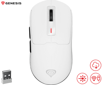Genesis ZIRCON 660 bežični miš, 12.000 DPI, USB 2.4GHz / Bluetooth / USB Type-C, Howlite bijela