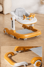 Tavalax 3-u-1 sklopiva hodalica za bebe s glazbom i sigurnosnim funkcijama, orange