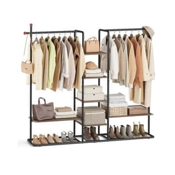 Songmics Stalak za odjeću RGR012B01 338x1636x1753 cm crno-smeđa