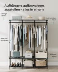 Songmics Otvoreni ormar 141x40x180 cm crna