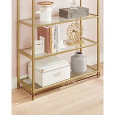 Songmics Polica 5 razina kaljeno staklo lučni dizajn 83x302x1835 cm zlatna