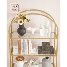 Songmics Polica 5 razina kaljeno staklo lučni dizajn 83x302x1835 cm zlatna