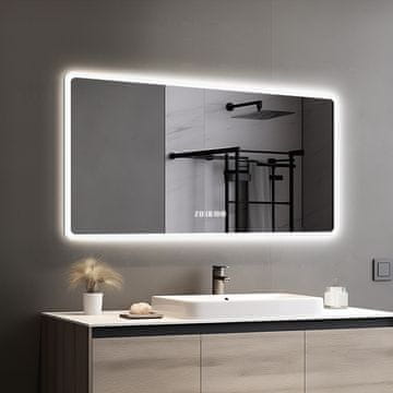 S6 Steklarstvo Šest Kupaonsko LED ogledalo S65B2, 120x70cm, 3 boje LED osvjetljenja, prikaz vremena i temperature, antifog funkcija