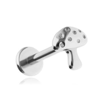 Titan labret naušnica s gljivom, srebrna, za helix conch lobe 1,2/6