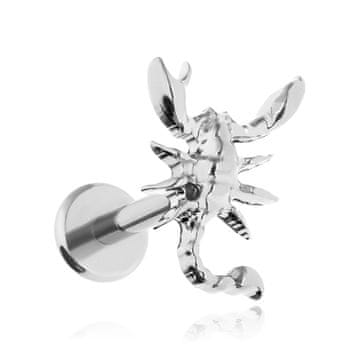 Titanski labret naušnica škorpion - srebrna 1,2/6