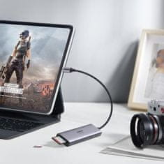 Ugreen 6u1 višenamjenski USB-C HUB - 3x USB HDMI 4K čitač SD i TF kartica sivi
