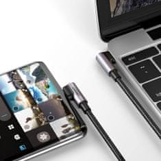 Ugreen Kutni kabel s bočnim USB-C na USB-C utikačem za brzo punjenje 1 m - sivi