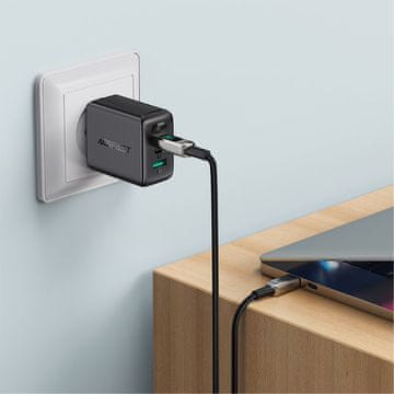 AceFast Pleteni kabel s LED zaslonom za iPhone MFI USB-C - Lightning 1,2 m 30 W 3 A Crni
