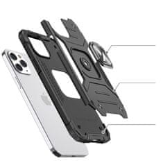 WOZINSKY Oklopna futrola za iPhone 14 Pro s magnetskim držačem Ring Armor srebrne boje