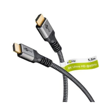 Goobay Ultra High Speed HDMI (M/M) 2.1 8K 60Hz 5m s podrškom za Ethernet, pozlaćeni, pleteni kabel sa zaštitom od savijanja