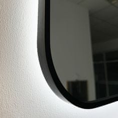 S6 Steklarstvo Šest Kupaonsko LED ogledalo S611B sa crnim okvirom, 60x90cm, 3 boje LED osvjetljenja, antifog funkcija