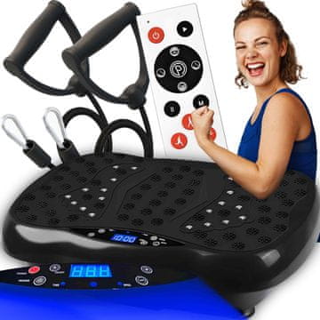 Dexxer 550 LCD fitness trenažer s vibracijskom platformom za trening s daljinskim upravljačem do 150 kg, crne boje