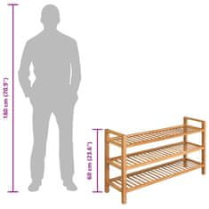Vidaxl Stalak za obuću s 3 police 100x27x60 cm od masivne hrastovine