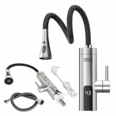 Teesa Električni protočni bojler za kuhinju od nehrđajućeg čelika s LCD zaslonom, 3000 W, s fleksibilnim izljevom