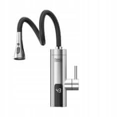 Teesa Električni protočni bojler za kuhinju od nehrđajućeg čelika s LCD zaslonom, 3000 W, s fleksibilnim izljevom