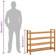 Vidaxl Stalak za obuću s 4 police 100x27x80 cm od masivne hrastovine