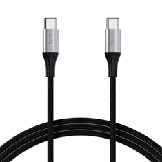 Allity AUC-01 USB-C na USB-C kabel, 100 W, 1 m, najlon + čičak, crni