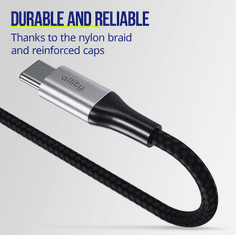 Allity AUC-01 USB-C na USB-C kabel, 100 W, 2 m, najlon, crni