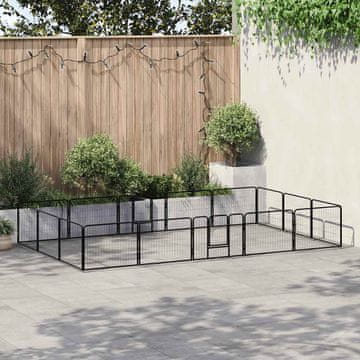 Vidaxl Ograda za pse sa 16 ploča od čelika 60 x 80 cm crna