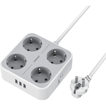 Tessan 302C stolna produžna utičnica, 4x utičnice, 2x USB-A, 1x USB-C, kabel od 2 m (TS-302-C)