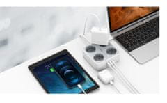 Tessan 302C stolna produžna utičnica, 4x utičnice, 2x USB-A, 1x USB-C, kabel od 2 m (TS-302-C)