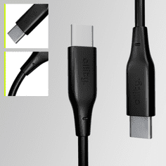 Allity AUC-02 kabel, USB-C na USB-C, 100 W, 200 cm, silikonski, crni