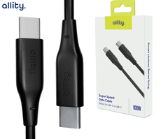 Allity AUC-02 kabel, USB-C na USB-C, 100 W, 200 cm, silikonski, crni