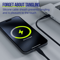 Allity AUC-02 kabel, USB-C na USB-C, 100 W, 200 cm, silikonski, crni