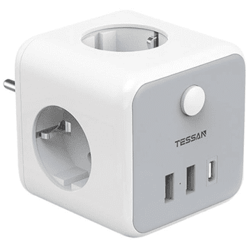 Tessan 301DE-C produžni kabel, 3x utičnica, 2x USB-A, 1x USB-C (TS-301-DE-C)