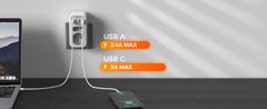 Tessan 328 produžni kabel, 2x utičnica, 3x USB-A, 1x USB-C (TS-328)