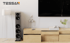 Tessan 323X-C stolna produžna utičnica, 3x utičnica, 2x USB-A, 1x USB-C, kabel od 15 cm (TS-323X-C)