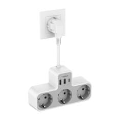 Tessan 323X-C stolna produžna utičnica, 3x utičnica, 2x USB-A, 1x USB-C, kabel od 15 cm (TS-323X-C)
