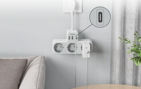 Tessan TS-323X-C stolni produžni kabel s USB priključcima