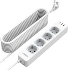 307C stolna produžna utičnica, 4x utičnica, 2x USB-A, 1x USB-C, prekidač (TS-307-C)