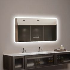 S6 Steklarstvo Šest LED ogledalo za kupaonicu S65C, 100 × 60 cm, 3 boje LED osvjetljenja, prikaz vremena i temperature, antifog funkcija