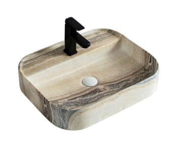 S6 Steklarstvo Šest Nadpultni umivaonik, bež mramor S6BR4, 55 × 45 × 11 cm