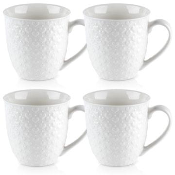 Orion Keramička šalica s ručkom za ispijanje kave, čaja, set bijelih šalica 580 ml, 4 kom.