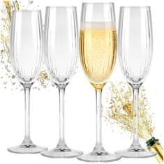 Excellent Houseware Čaše za šampanjac staklene 210 ml, 4 komada
