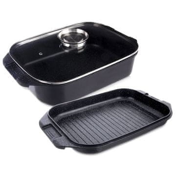 Orion Granitna pekača s poklopcem 3u1 GRANDE 41x26x15 cm, 7 l