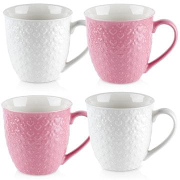 Orion Keramička šalica za piće, ružičasta i bijela, set od 4 komada, 580 ml