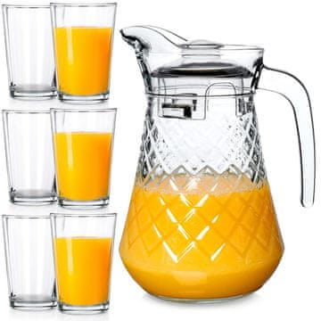 Vilde Stakleni vrč s poklopcem 1,4 l + 6 čaša 200 ml