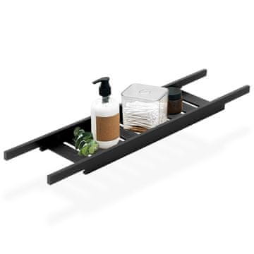 Kupaonska polica za kadu, bambus, crna, 68 cm