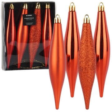 HOMESTYLING Božićne kuglice netopljive crvene sople 15 cm 4 kom.