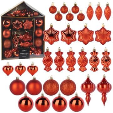 HOMESTYLING Božićne kuglice za bor netljuće crvene 3-11,5 cm 32 kom.